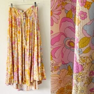Cynthia Rowley Floral Print Flowy Beachy Button Down Maxi Skirt Size Large